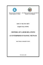 Criteria of labor relations at enterprises in hanoi, vietnam