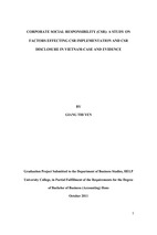 Corporate social responsibility (csr) a study on factors effecting csr implementation and csr disclosure in vietnam-case and evidence