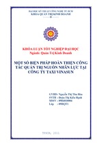 Một số biện pháp hoàn thiện công tác quản trị nguồn nhân lực tại công ty taxi vinasun