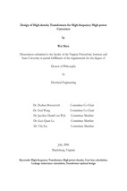 Design of high density transformers for high frequency high power converters - wei shen