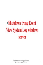 Shutdown trong event view system log windows server