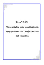 Những giải pháp nhằm hạn chế rủi ro tín dụng tại NHNo&PTNT huyện Như Xuân tỉnh Thanh Hoá