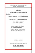 Kinh nghiệm dạy production trong tiết listen and read của tiếng anh 9