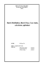 Batch Distillation Batch Frac Case study calculator optimizer