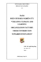 đề tài phân tích bài nghiên cứu creative climate and learning organization factors their contribution towards innovation