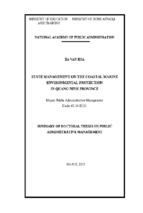 State management on the coastal marine environmental protection in quang ninh province