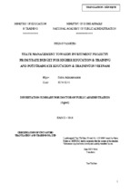 Dissertation summary for doctor of public administration state management towards investment projects from state budget for higher education & training and postgraduate education & training in vietnam