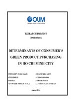 Determinants of consumers green product purchasing in ho chi minh city