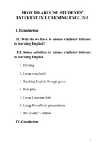 Skkn how to arouse students’ interest in learning english