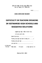 Skkn difficulty in teaching speaking in vietnamese high schools and suggested solutions.