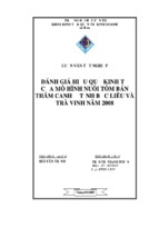 Đánh giá hiệu quả kinh tế của mô hình nuôi tôm bán thâm canh ở tỉnh Bạc Liêu và Trà Vinh năm 2008