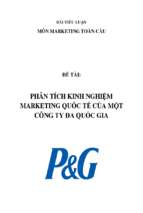 Bài tiểu luận môn marketing toàn cầu phân tích kinh nghiệm marketing quốc tế của công ti đa quốc gia pg