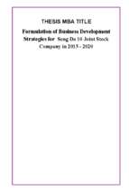 Formulation of  business development strategies for  song da 10 joint stock company in 2015   2020