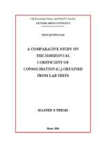 A comparative study on the horizontal coefficient of consolidation (cr) obtained from lab and field tests