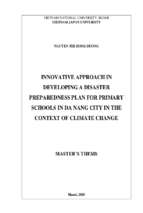 Innovative approach in developing a disaster preparedness plan for primary schools in da nang city in the context of climate change