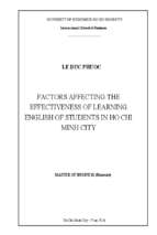 Factors affecting the effectibeness of learning eng lish of students in ho chi minh city