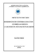 Determinants of customer satisfaction on mortgate service, a case study of anz bank vietnam limited