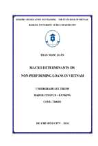 Macro determinants on non performing loans of commercial banks in vietnam
