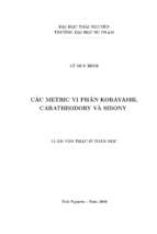 Các metric vi phân kobayashi caratheodory và sibony