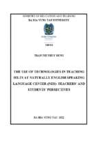 The use of technologies in teaching ielts at naturally english speaking language center (nes) teachers' and students' perspectives master of tesol