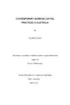 Doctoral thesis of philosophy contemporary working capital practices in australia