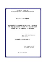 Định hướng marketing quan hệ tác động đến hiệu quả kinh doanh của khách hàng trong ngành logistics việt nam