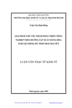 Giải pháp chủ yếu nhằm phát triển nông nghiệp theo hướng sản xuất hàng hóa ở huyện đồng hỷ tỉnh thái nguyên