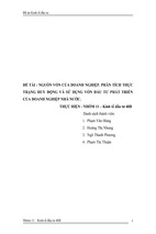 Nguồn vốn của doanh nghiệp. phân tích thực trạng huy động và sử dụng vốn đầu tư phát triển của doanh nghiệp