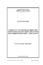 Nghiên cưu, xác định hàm lượng một số ion kim loại nặng trong thực phẩm bằng phương pháp chiêt - trắc quang