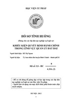 Khiếu kiện quyết định hành chính  trong lĩnh vực quản lý đất đai - ngoan
