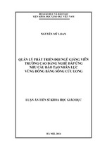 Quản lý phát triển đội ngũ giảng viên trường cao đẳng nghề đáp ứng nhu cầu đào tạo nhân lực vùng đồng bằng sông cửu long