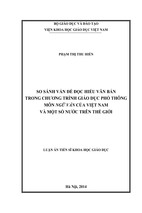 So sánh vấn đề đọc hiểu văn bản trong chương trình giáo dục phổ thông môn ngữ văn của việt nam và một số nước trên thế giới