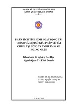 Phân tích tình hình hoạt động tài chính và một số giải pháp về tài chính tại công ty tnhh tm & dv hoàng nhân