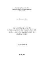 Tác động của việc sinh viên đánh giá hoạt động giảng dạy của giảng viên trƣờng cao đẳng sƣ phạm thừa thiên - huế