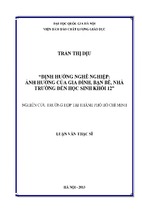 Định hướng nghè nghiệp ảnh hưởng của gia đình, bạn bè, nhà trường đến học sinh khối 12