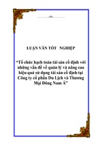 Tổ chức hạch toán tài sản cố định với những vấn đề về quản lý và nâng cao hiệu quả sử dụng tài sản cố định tại công ty cổ phần du lịch và thương mại đông nam á