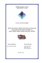 Phân tích hoạt động tín dụng ngắn hạn tại ngân hàng nông nghiệp và phát triển nông thôn tỉnh sóc trăng