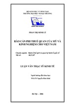 Luận văn thạc sĩ kinh tế rào cản phi thuế quan của mỹ và kinh nghiệm cho việt nam