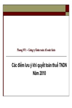 Bài báo cáo thực tập-các điểm lưu ý khi quyết toán thuế tndn năm 2010
