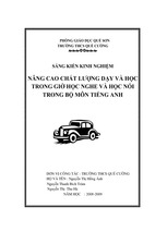 Skkn nâng cao chất lượng dạy và học trong giờ học nghe và học nói trong bộ môn tiếng anh