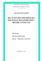 Skkn rèn tư duy học sinh thông qua một số dạng bài tập điện phân – hóa học 12 nâng cao