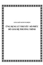 Skkn ứng dụng lý thuyết số phức để giải hệ phương trình