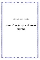 Skkn một số nhận định về hồ sơ trường