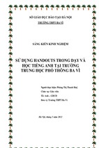 Skkn sử dụng handouts trong dạy và học tiếng anh tại trường thpt ba vì