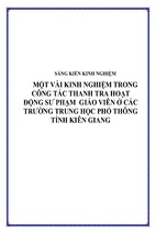 Skkn một vài kinh nghiệm trong công tác thanh tra hoạt động sư phạm giáo viên ở các trường trung học phổ thông tỉnh kiên giang