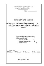 Skkn sử dụng và bảo quản cơ sở vật chất trường thpt nguyễn đình chiểu