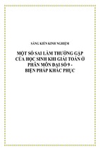 Skkn một số sai lầm thường gặp của học sinh khi giải toán ở phân môn đại số 9 – biện pháp khắc phục