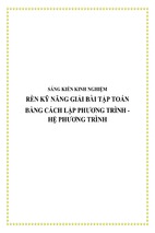 Skkn rèn luyện kỹ năng bằng giải bài toán bằng cách lập phương trình - hệ phương trình