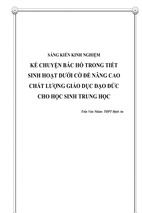 Skkn kể chuyện bác hồ trong tiết sinh hoạt dưới cờ để nâng cao chất lượng giáo dục đạo đức cho học sinh trung học