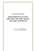 Skkn kinh nghiệm dạy từ vựng môn tiếng anh - lớp 7 trường trung học cơ sở bến củi